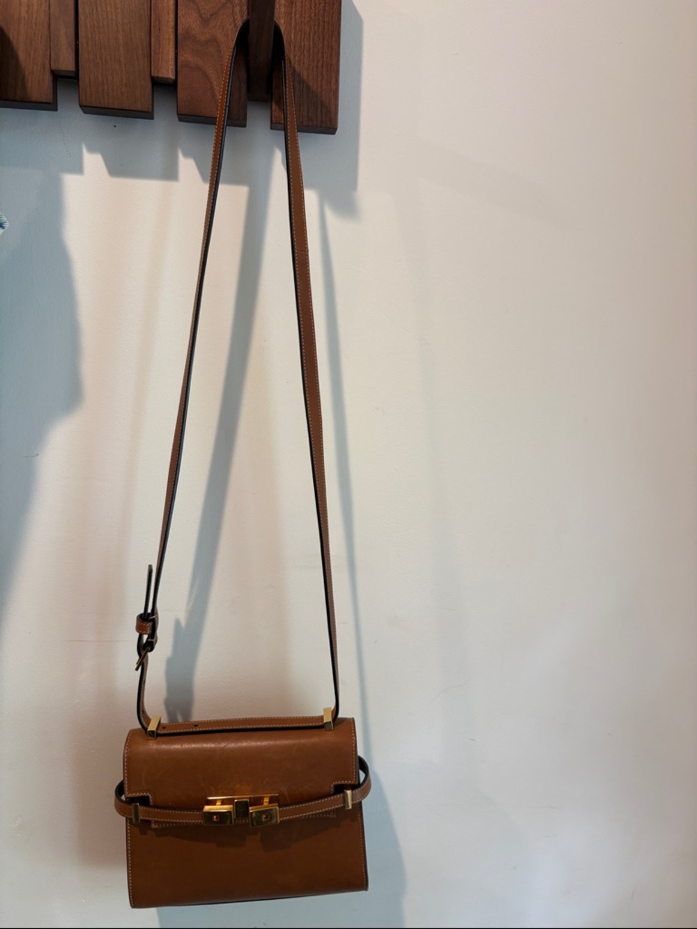 Saint Laurent Brown Leather Crossbody with Gold Hardware